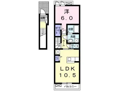 クロスハーバーIII(1LDK/2階)の間取り写真