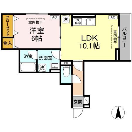 パラディーゾ湘南(1LDK/2階)の間取り写真