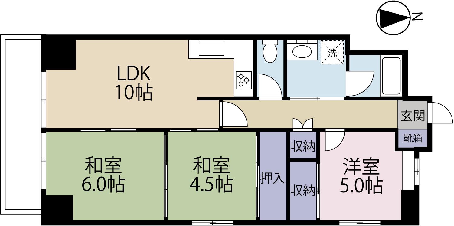 グランコート21(3LDK/5階)の間取り写真