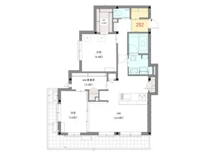 ラ メゾン ド ヴァンクール(2LDK/2階)の間取り写真