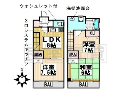 アミティヤスダ(3LDK/4階)の間取り写真