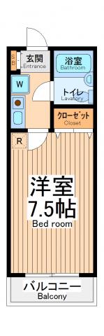 ハウスケーアンドエス(1K/2階)の間取り写真