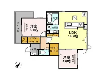 JR可部線 大町駅(広島) 徒歩8分 3階建 築7年(2LDK/1階)の間取り写真