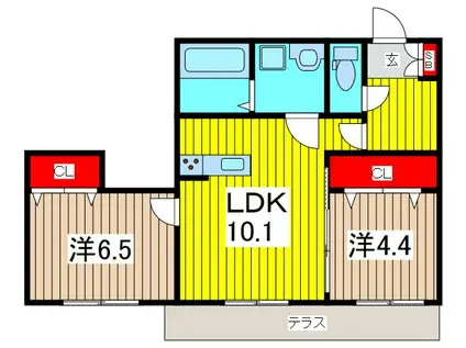 プリマベーラ戸田公園(2LDK/1階)の間取り写真