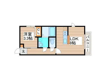 SOL LEVANTE(1LDK/1階)の間取り写真