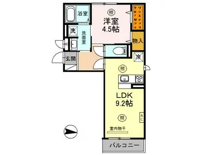 アーバンハイツ川田(1LDK/2階)の間取り写真
