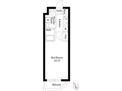 グランパセオ門前仲町(1K/4階)の間取り写真
