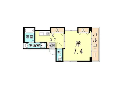 KSマンション(1K/4階)の間取り写真