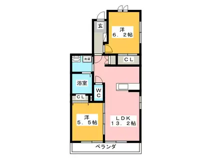 LA VENERE 2(2LDK/1階)の間取り写真
