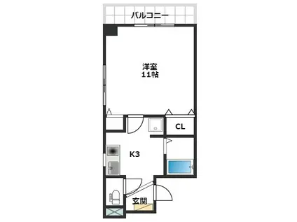 いわき6番館(1K/6階)の間取り写真