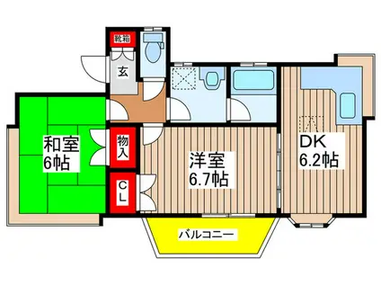 黒砂アパート(2DK/2階)の間取り写真