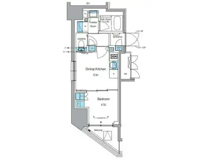 プライムアーバン浅草テラス 旧ルフォンプログレ浅草テラス(1DK/2階)の間取り写真