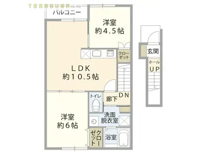 イルミナーレ原新町(2LDK/2階)の間取り写真