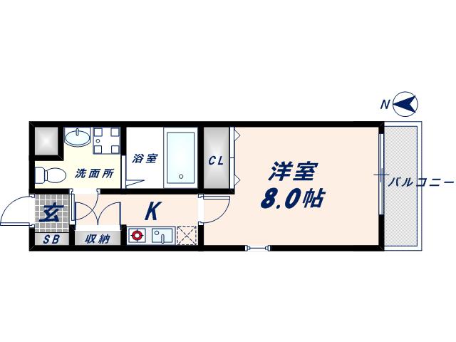 セゾンクレアスタイル新今里(1K/3階)の間取り写真