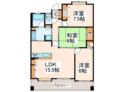 ファーネスト大江東リバーサイド(3LDK/2階)の間取り写真