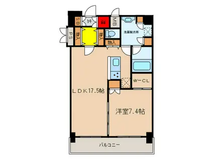 レジディア神戸磯上(1LDK/14階)の間取り写真