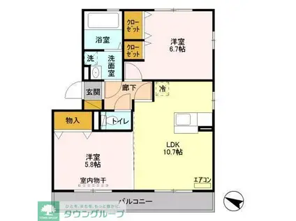 ボヌールおおたかの森I(2LDK/3階)の間取り写真