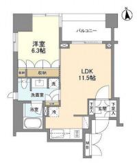 LASANTE 麻布十番(1LDK/5階)の間取り写真