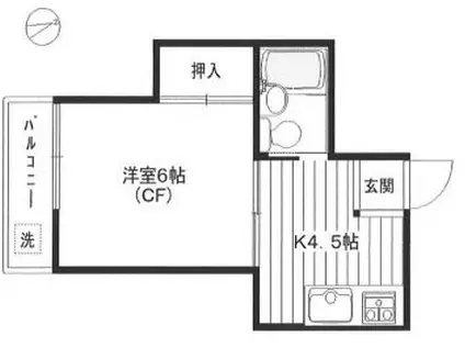 ルートハウス山手(1K/2階)の間取り写真