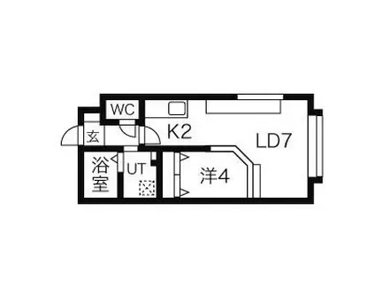 ヴィラパティナ(1DK/2階)の間取り写真