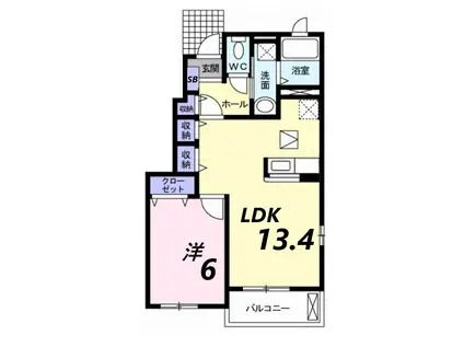 ハマナスII(1LDK/1階)の間取り写真