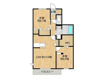 グランドソレイユ吾妻(2LDK/2階)の間取り写真