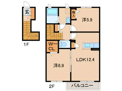 シャーメゾン金龍寺丁(2LDK/2階)の間取り写真