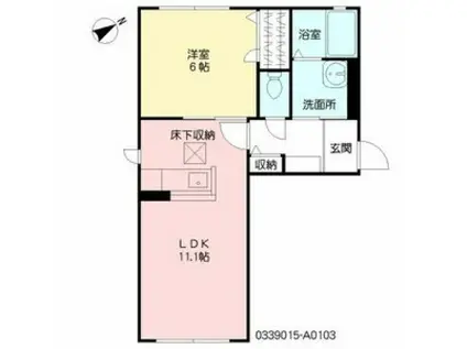 クラヴィエ吉岡(1LDK/1階)の間取り写真