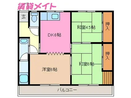 伊藤マンション(3DK/2階)の間取り写真