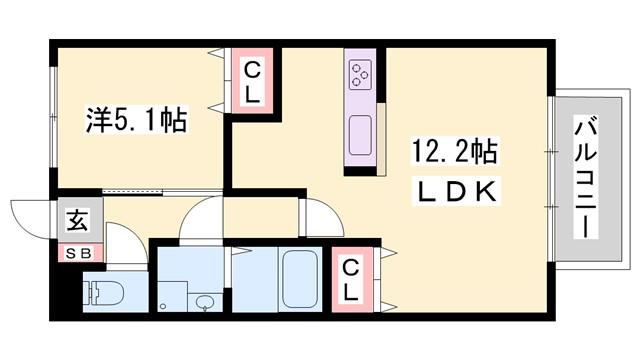 レオントポディウムII番館(1LDK/1階)の間取り写真