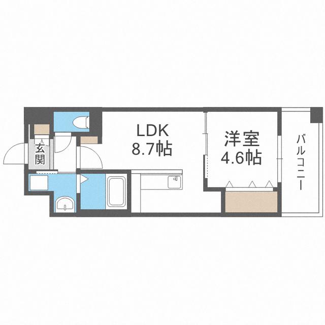 ケイス大橋(1LDK/4階)の間取り写真