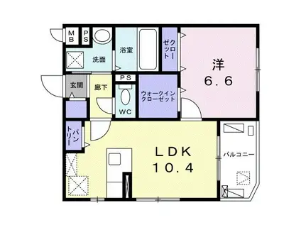 シュガール二子玉川(1LDK/2階)の間取り写真