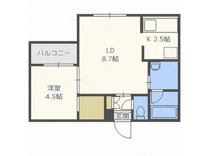 アクセラレイト美園(1LDK/2階)の間取り写真