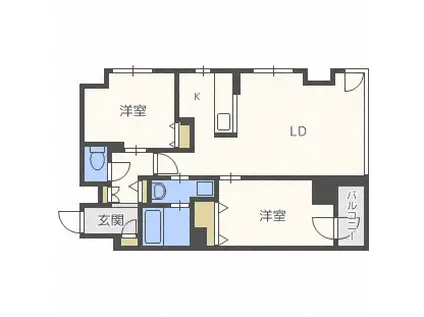 レジディア南1条(2LDK/15階)の間取り写真