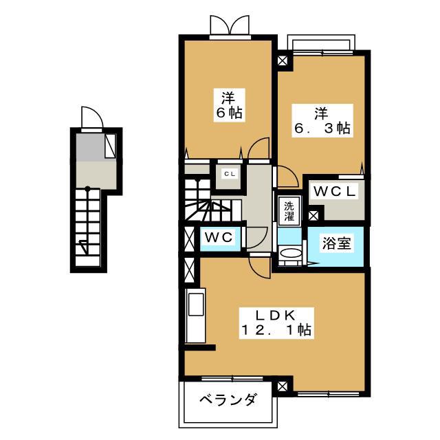 デーア・パラッツオ(2LDK/2階)の間取り写真