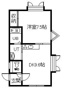 ヒルズA(1DK/1階)の間取り写真