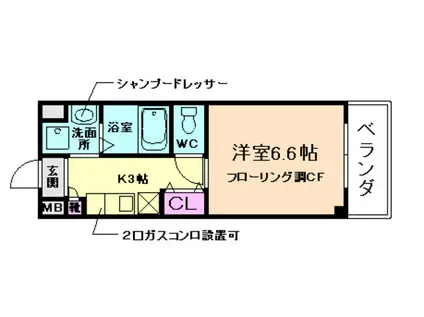 フォレスト石橋(1K/2階)の間取り写真