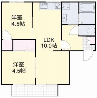 ピュアB(2LDK/2階)の間取り写真