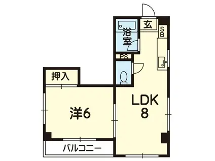 パークサイド新町(1LDK/2階)の間取り写真