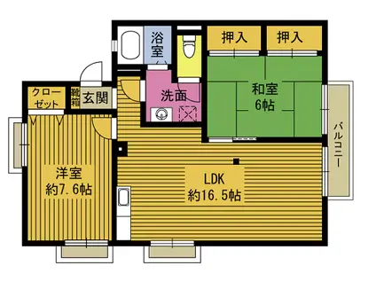 セジュールルーチェ(2LDK/1階)の間取り写真