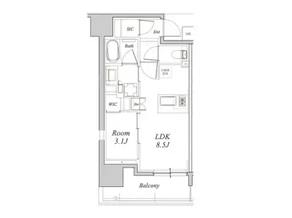 BRILLIA名駅二丁目(1LDK/7階)の間取り写真