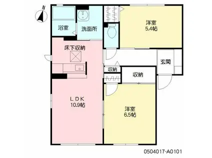 エスポワールKM A棟(2LDK/1階)の間取り写真