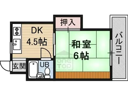 茨木フラワーハイツ(1DK/2階)の間取り写真