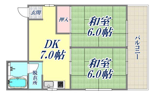 シャルム風見鶏(2DK/3階)の間取り写真