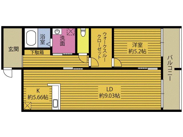REGINA高城(1LDK/3階)の間取り写真
