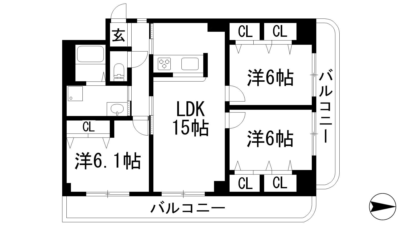 ハビタットセレッソ3(3LDK/2階)の間取り写真