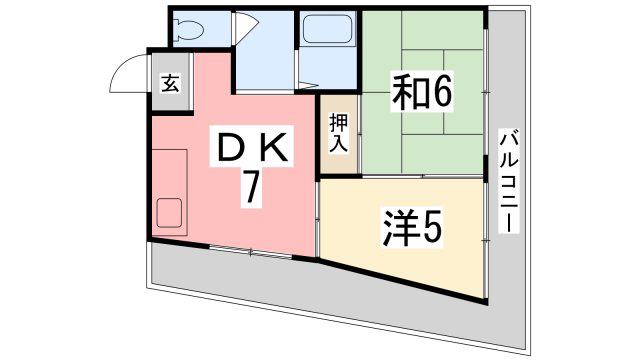 インタービレッジ千代田(2DK/2階)の間取り写真