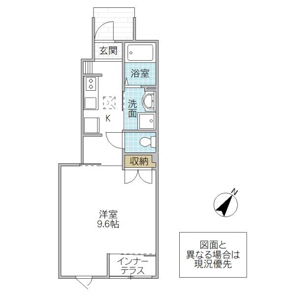 PRENDRE(1K/1階)の間取り写真