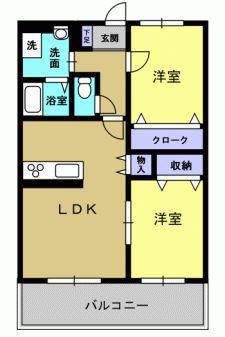 シャトレ有田(2LDK/4階)の間取り写真