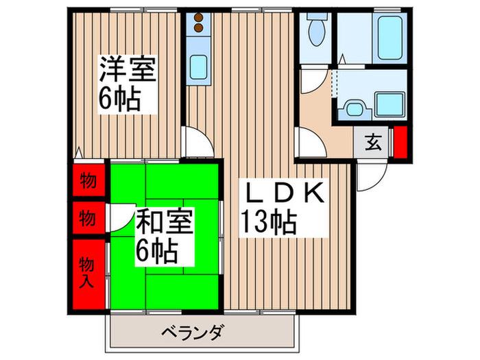 シャルマンハイツ(2LDK/1階)の間取り写真